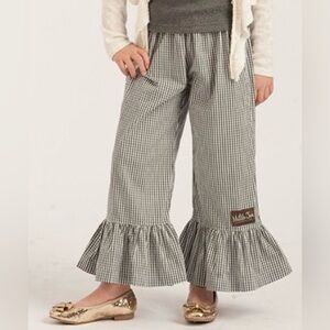 Matilda Jane size 6  with gray and white stripes gingham ruffle pants